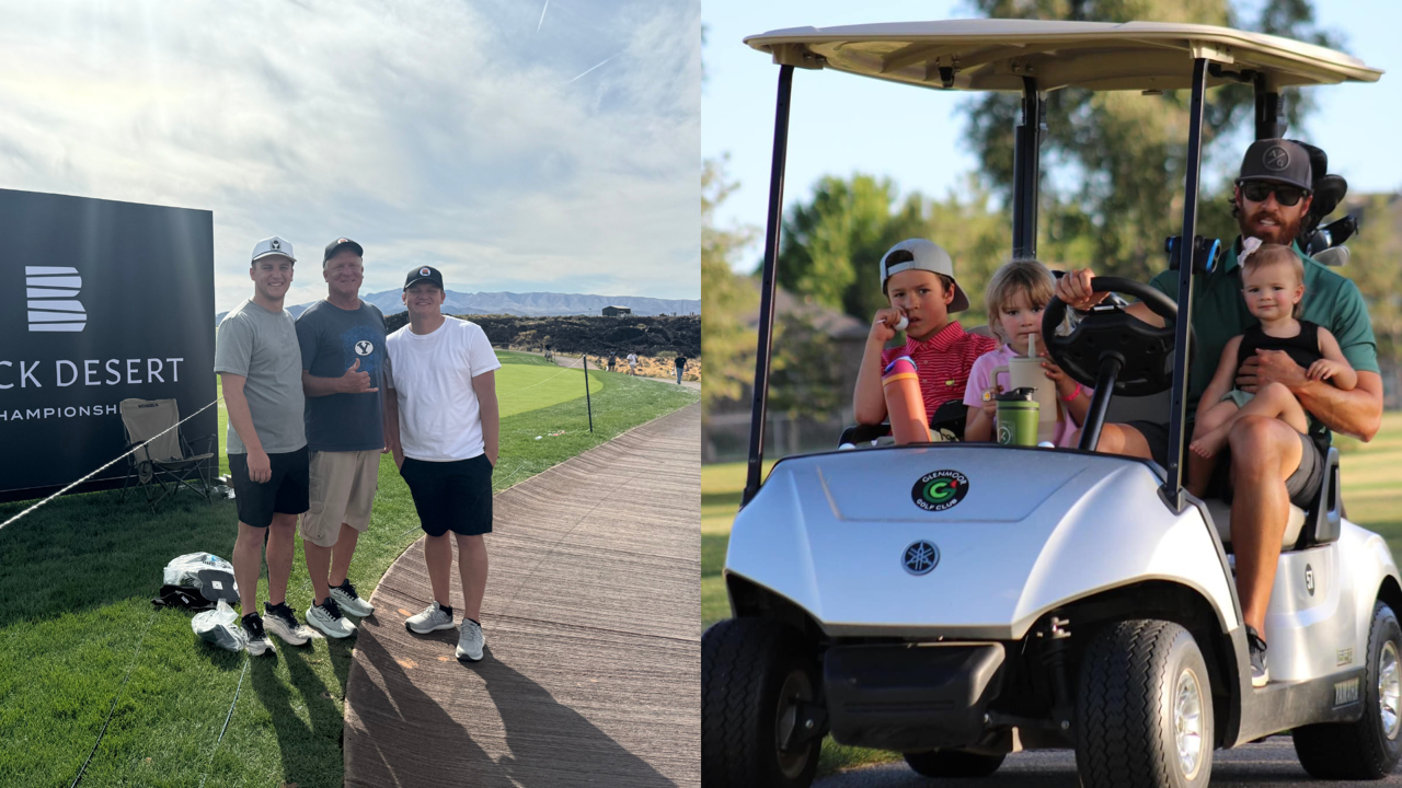 More images of families spending time together on Tee Box's golf course.